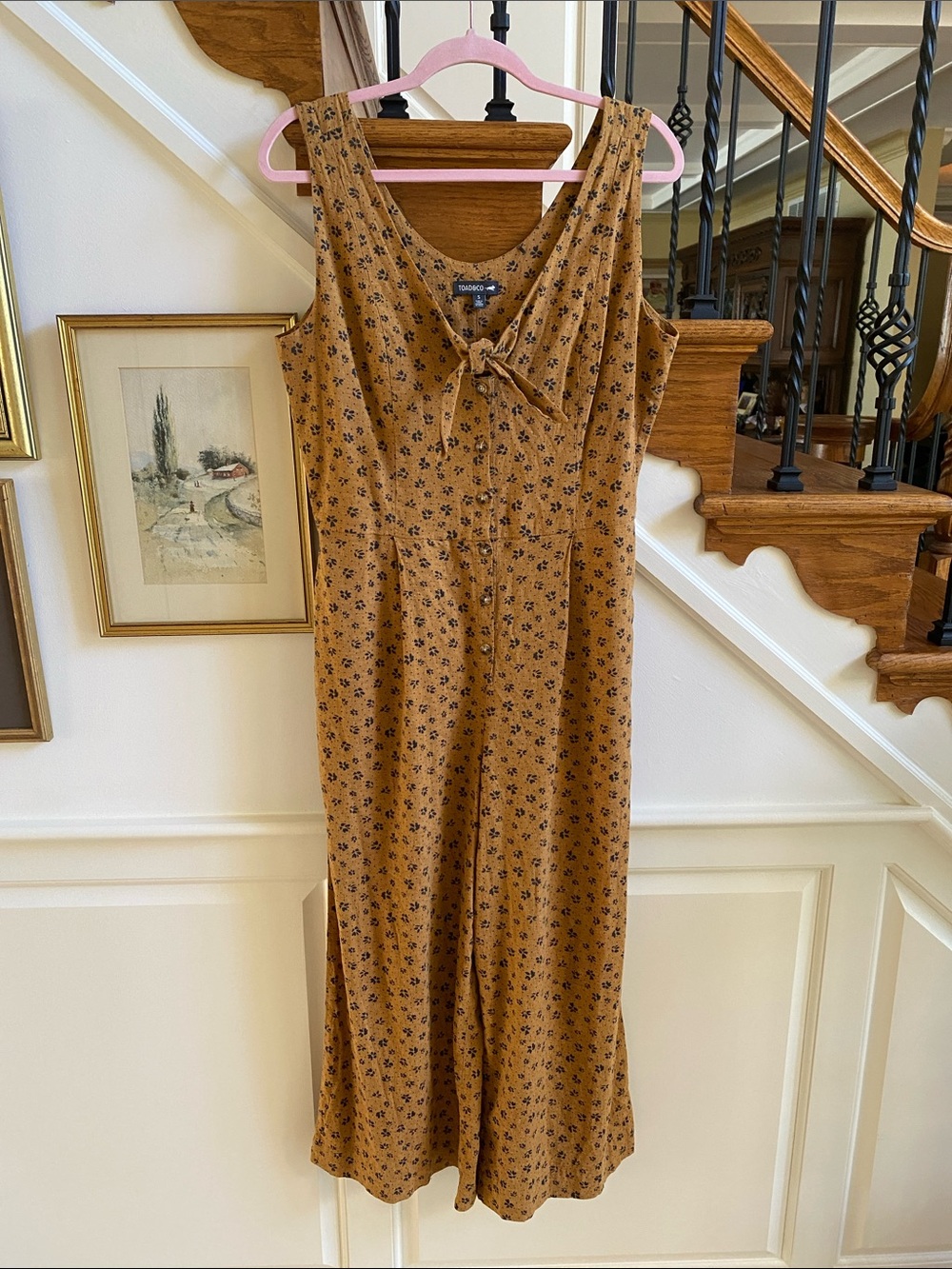 Toad&Co Mustard Brown Floral Jumpsuit